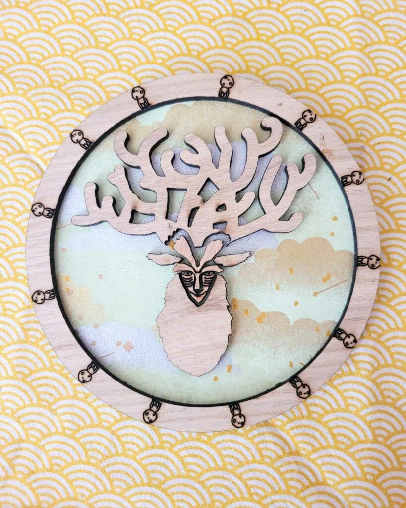 cadres bois et washi - dieu-cerf - brume 3