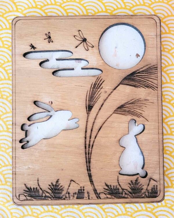 cadre bois lapin blanc