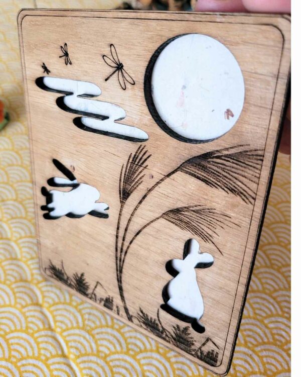 cadre bois lapin blanc 2