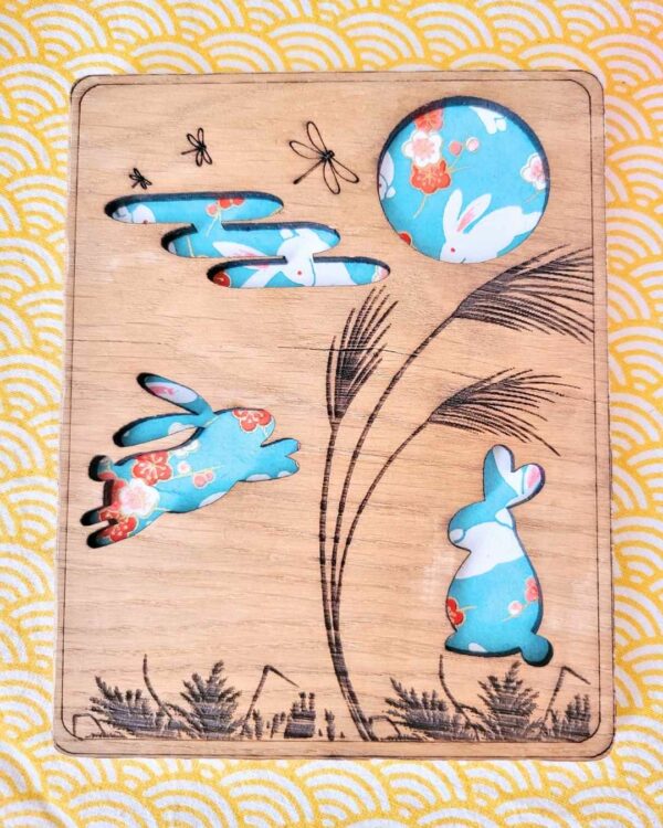 cadre bois lapin bleu