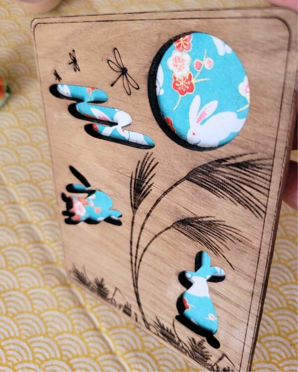 cadre bois lapin bleu 2