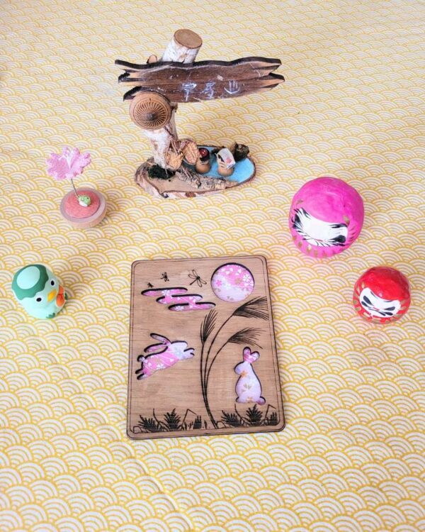 cadre bois lapin sakura rose 3