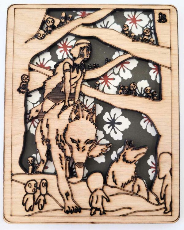 cadre bois mononoke hibiscus