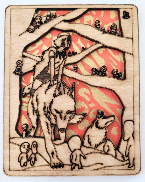 cadre bois mononoke soleil couchant 2