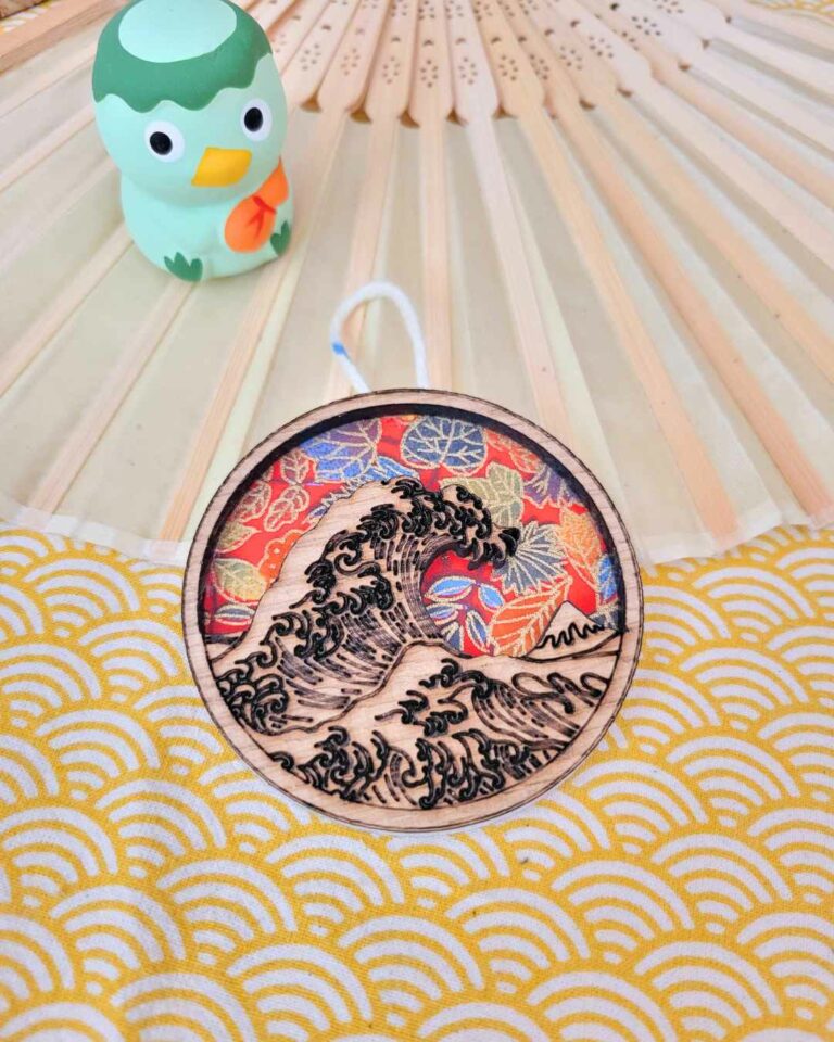 suspensions bois petites vagues washi - feuilles