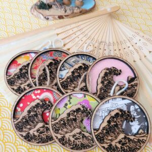 suspensions bois petites vagues washi
