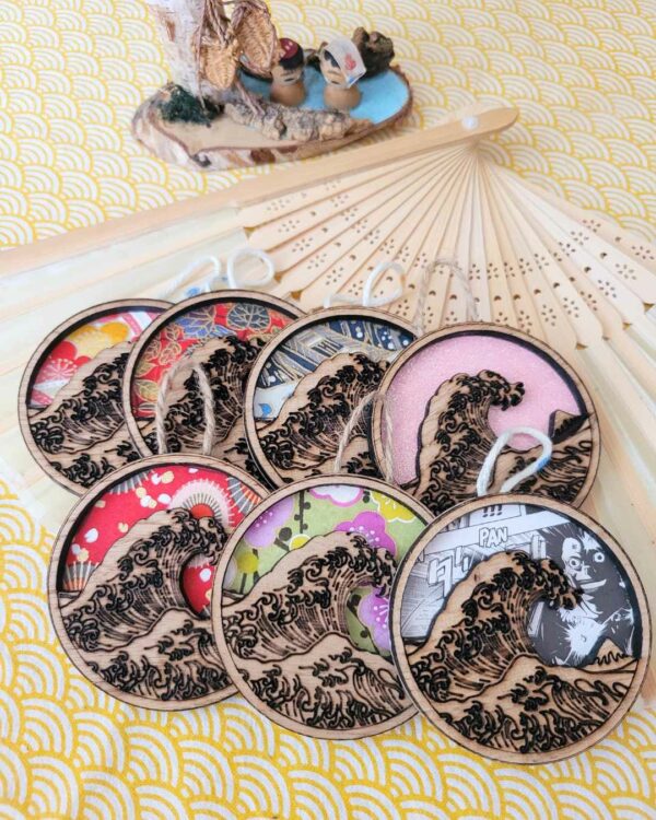 suspensions bois petites vagues washi
