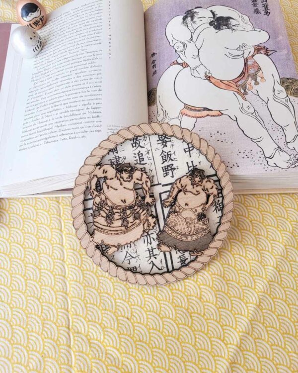 cadres en bois et washi sumo - kanji