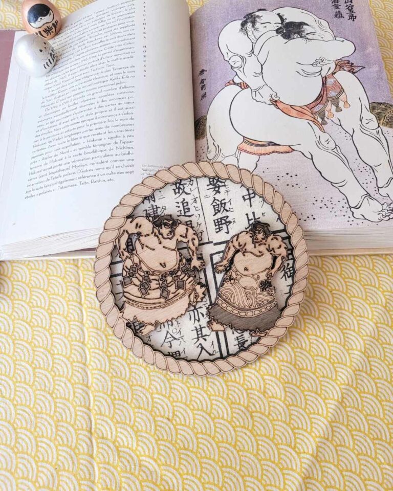cadres en bois et washi sumo - kanji