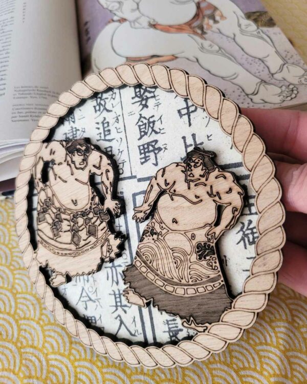 cadres en bois et washi sumo - kanji 2
