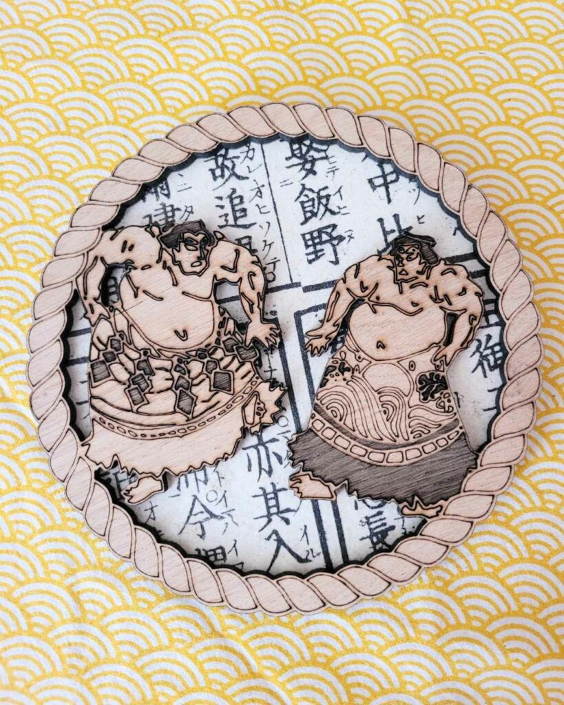 cadres en bois et washi sumo - kanji 3