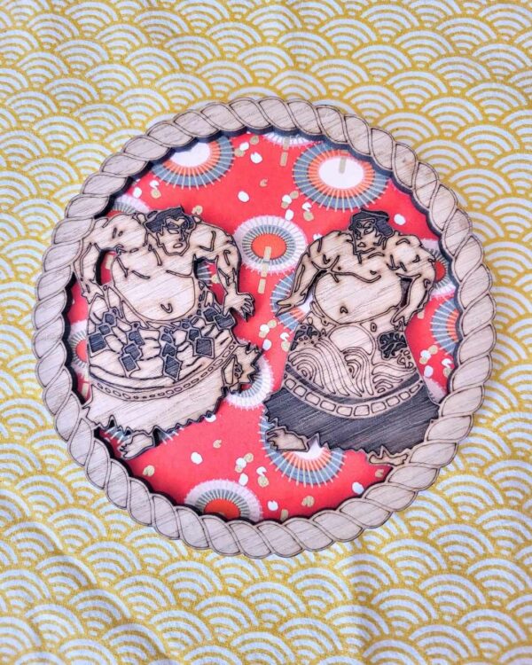 cadres en bois et washi sumo - ombrelle 3