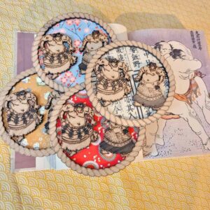 cadres en bois et washi sumo