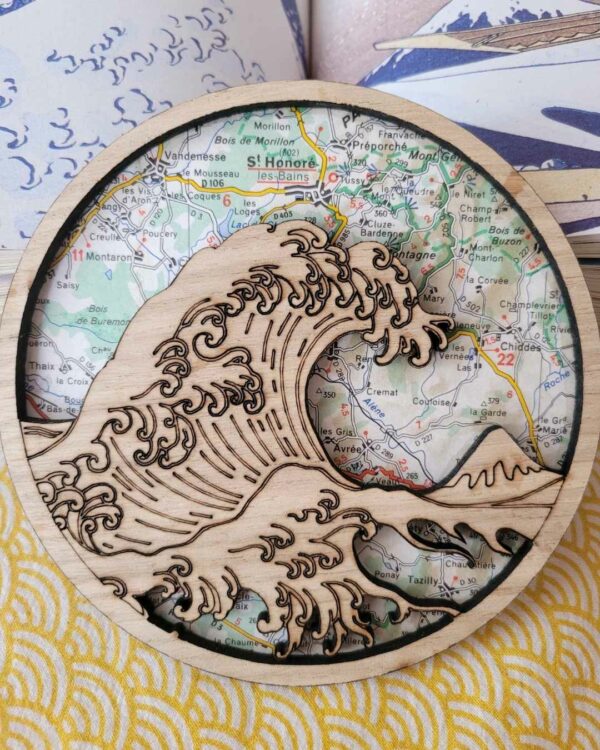 cadres en bois vague d'Hokusaï - la grande vague de Kanazawa - Carte 2
