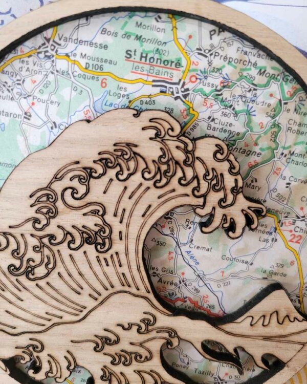 cadres en bois vague d'Hokusaï - la grande vague de Kanazawa - Carte 3