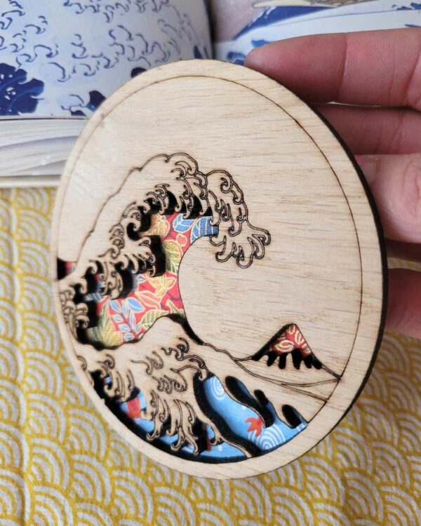 cadres en bois vague d'Hokusaï - la grande vague de Kanazawa - Poissons 2