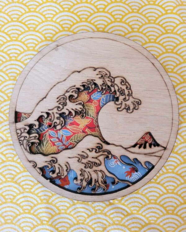 cadres en bois vague d'Hokusaï - la grande vague de Kanazawa - Poissons 3