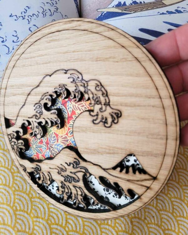 cadres en bois vague d'Hokusaï - la grande vague de Kanazawa - Feuilles 2