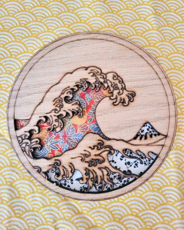 cadres en bois vague d'Hokusaï - la grande vague de Kanazawa - Feuilles 3