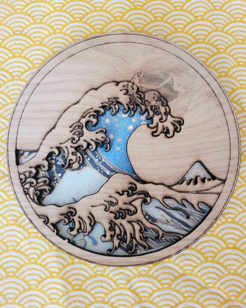 cadres en bois vague d'Hokusaï - la grande vague de Kanazawa - Fuji-san 3