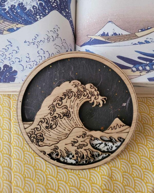 cadres en bois vague d'Hokusaï - la grande vague de Kanazawa - Nuit étoilée