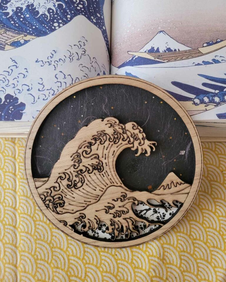 cadres en bois vague d'Hokusaï - la grande vague de Kanazawa - Nuit étoilée