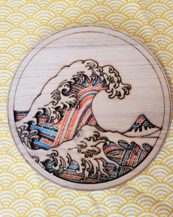 cadres en bois vague d'Hokusaï - la grande vague de Kanazawa - Psyché 3
