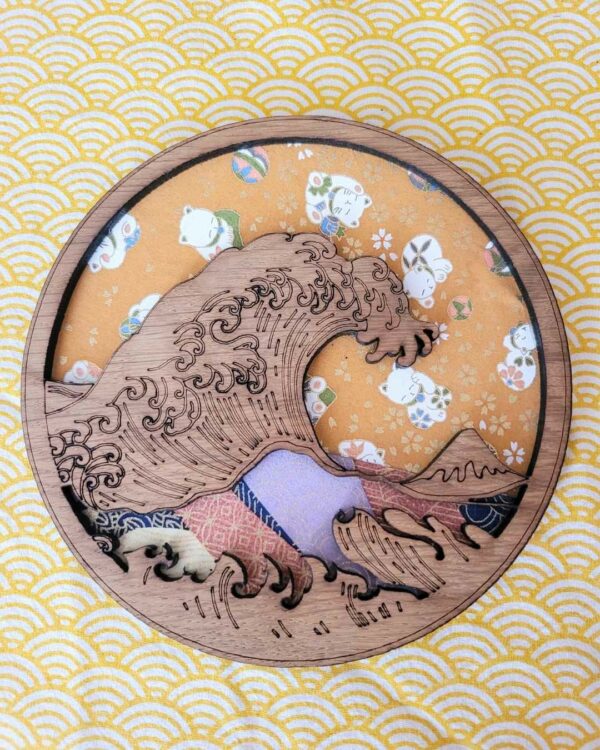 cadres en bois vague d'Hokusaï - la grande vague de Kanazawa - Neko 3