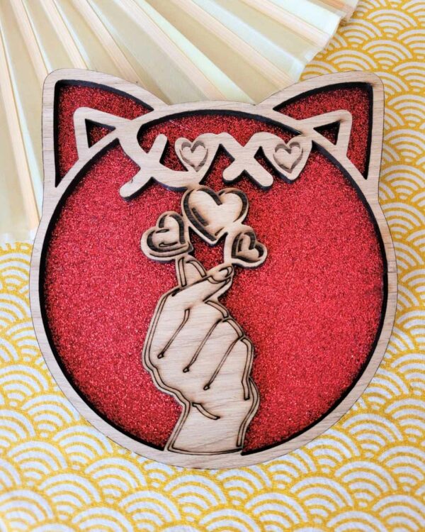 cadre en bois XOXO - paillettes rouges 3