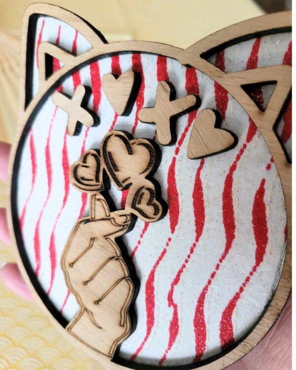 cadre en bois XOXO - vagues rouges 2