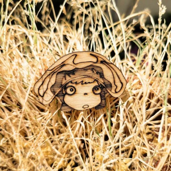 broche en bois - ponyo-écume