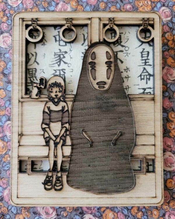 cadre en bois le voyage de Chihiro kanji
