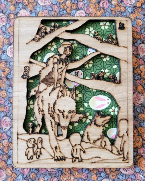 cadre en bois princesse Mononoke - vert usagi