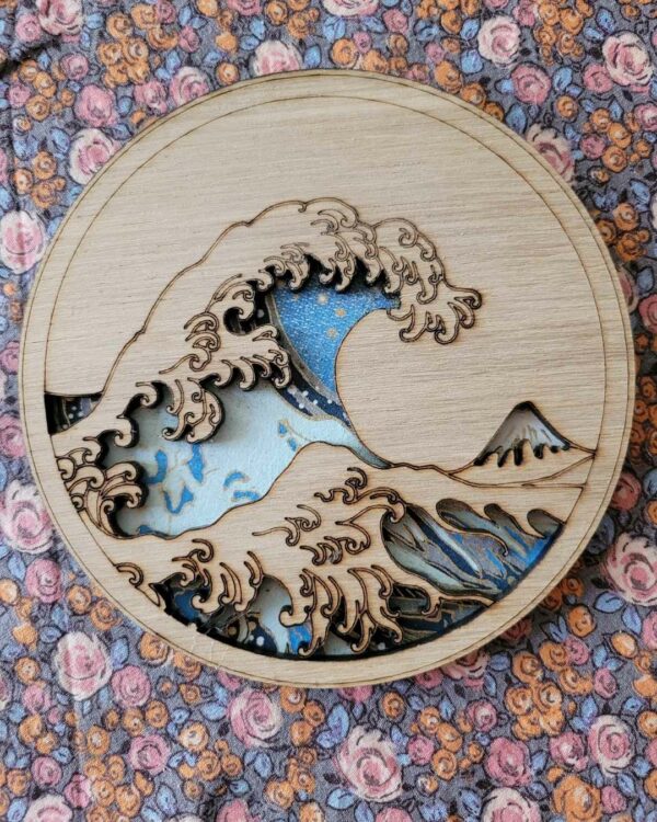 cadre en bois la grande vague de kanazawa - Hokusaï - mer