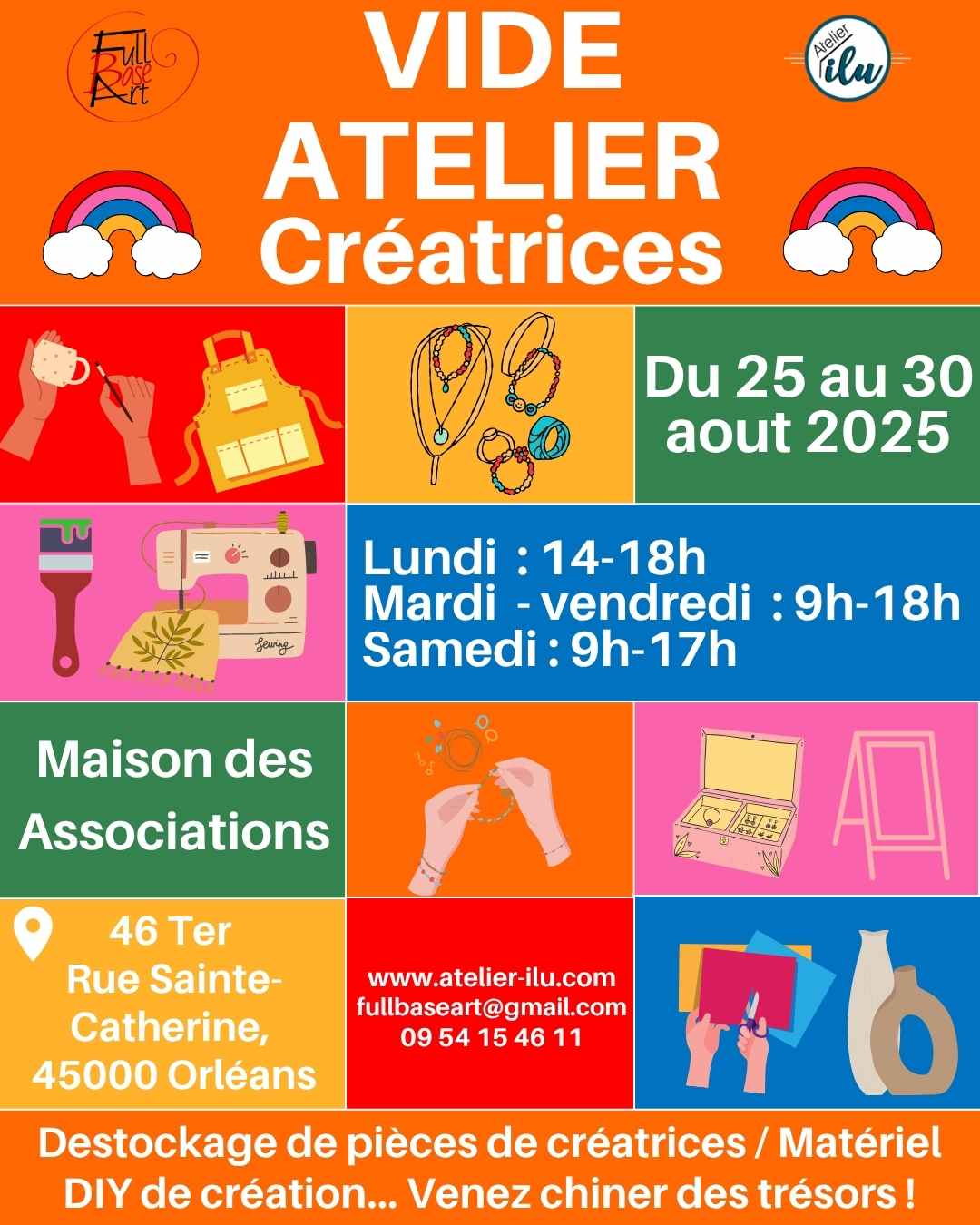 vide atelier créatrices du 25 au 30 aout à la maison des associations d'Orléans