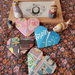 marque-page cœur le voyage de chihiro papier origami des studio ghibli / Miyazaki
