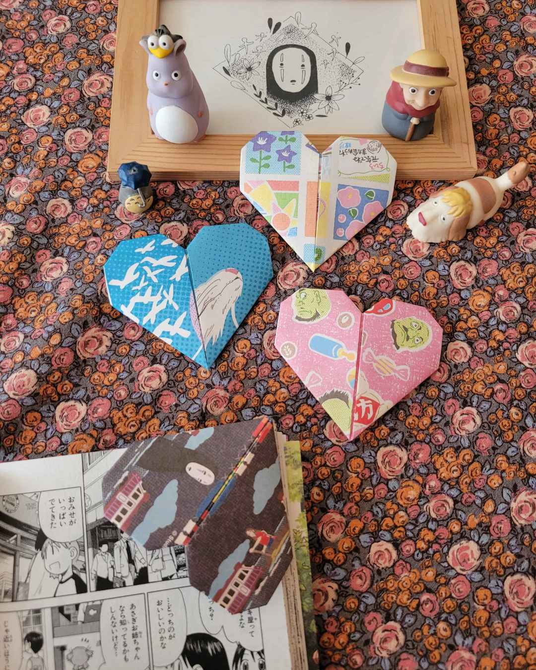 marque-page cœur le voyage de chihiro papier origami des studio ghibli / Miyazaki