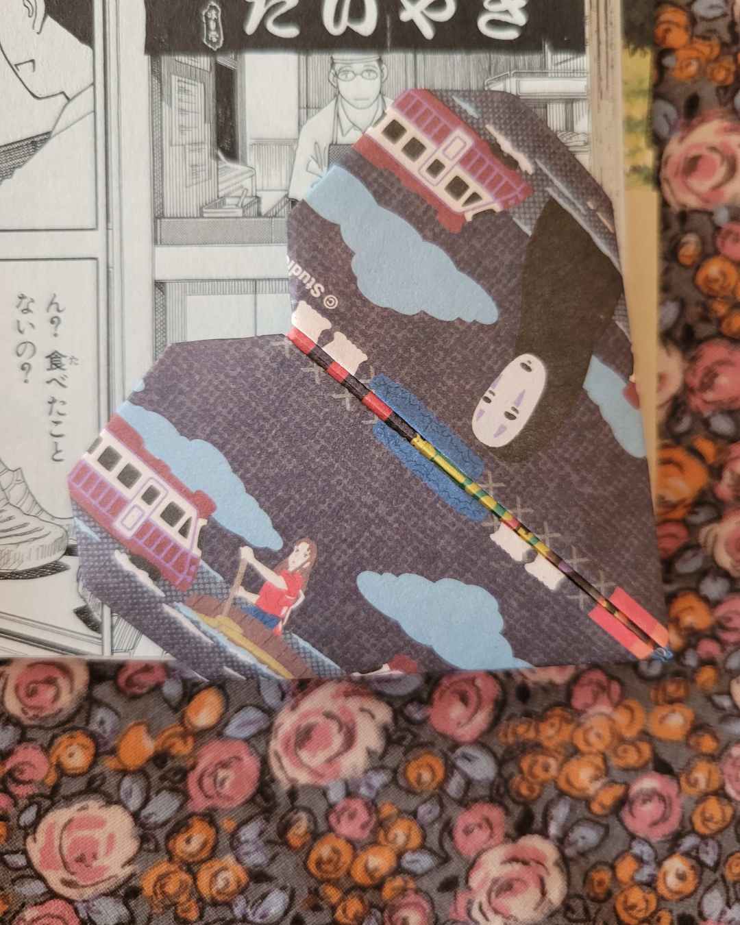 marque-page cœur le voyage de chihiro papier origami des studio ghibli / Miyazaki