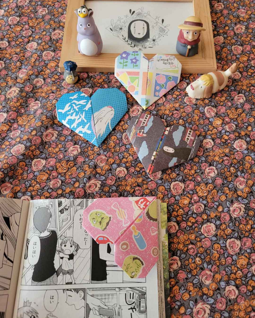 marque-page cœur le voyage de chihiro papier origami des studio ghibli / Miyazaki